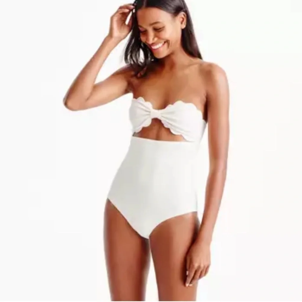Kate Spade Scalloped Strapless One-Piece Swimsuit